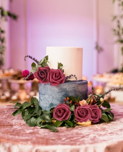 Artificial Stemless Rose Flower Heads, 200Pcs Burgundy Foam Roses Artificial Roses Flower Heads for Crafts 1.97in Stemless Roses for DIY Craft Wedding Bouquet Party Decoration(Burgundy)
